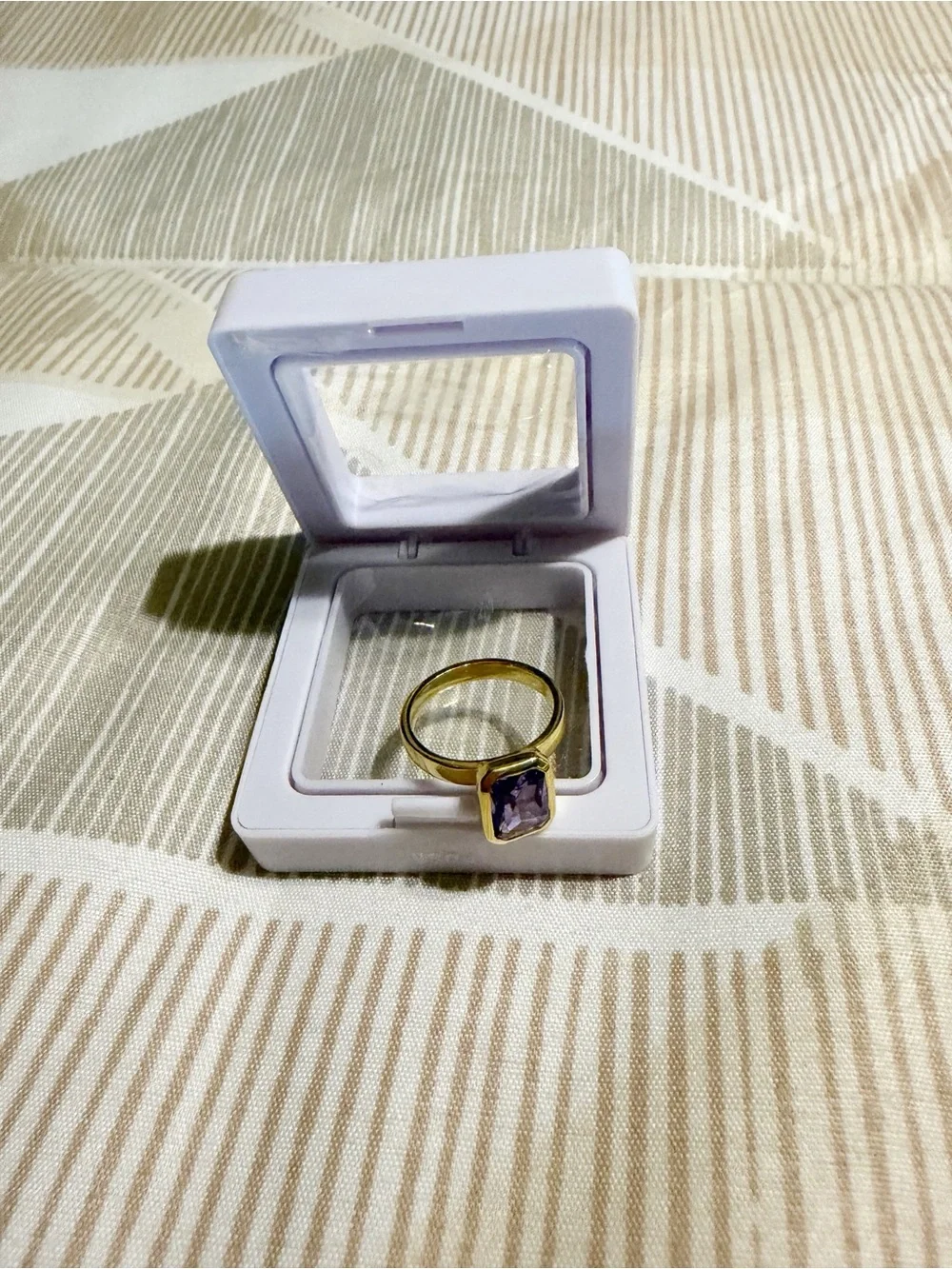 Emerald Cut Gold Over Sterling Ring with Purple Amethyst Stone NWT SZ 7 3/4
